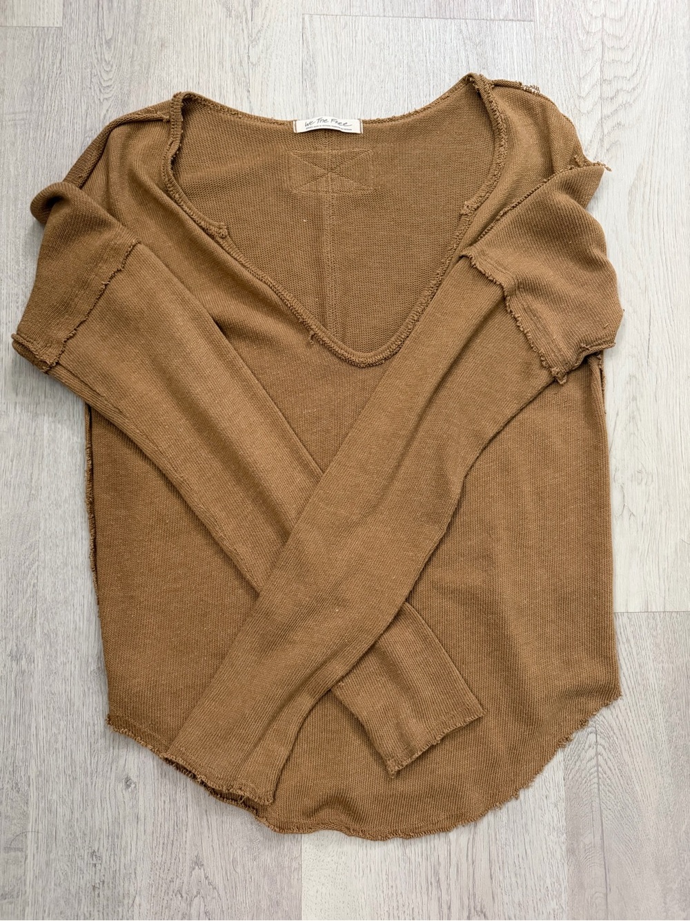 We The Free Knit V-Neck Sweater in Camel